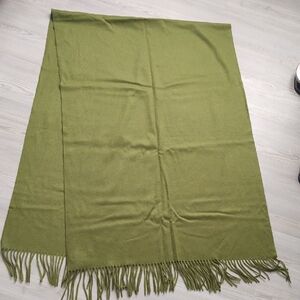 Nordstrom Moss Green Cashmere Scarf with Fringe